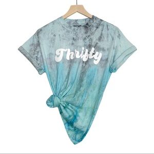 T-SHIRT Tie Dye Teal Gray Thrifty Size M